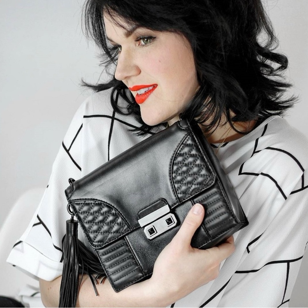 Rebecca Minkoff Aliz All Learher Elegant Black Quilted Crossbody Clutch Bag